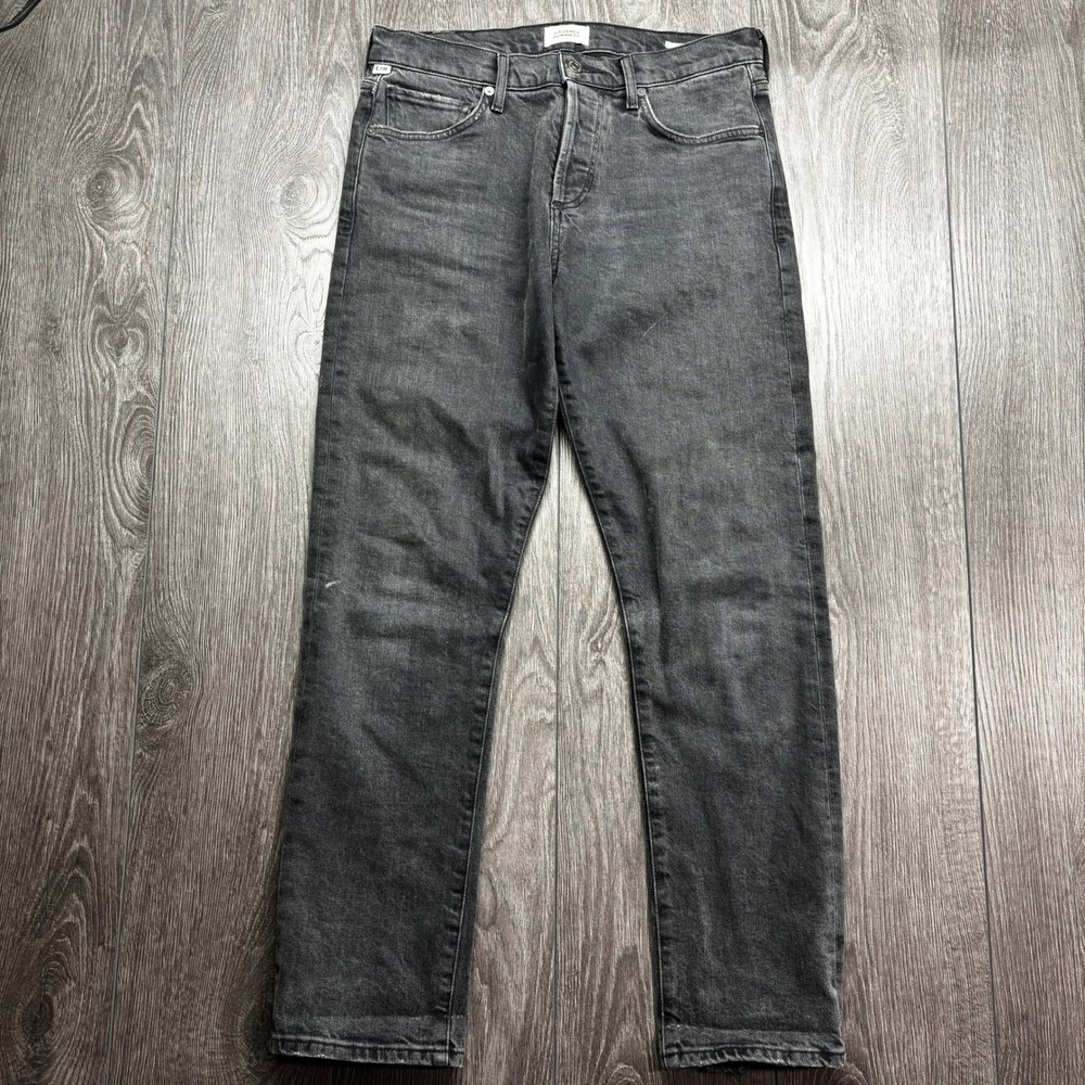 Citizens of Humanity Emerson Slim Boyfriend Jeans Size 26 Black Faded Distressed